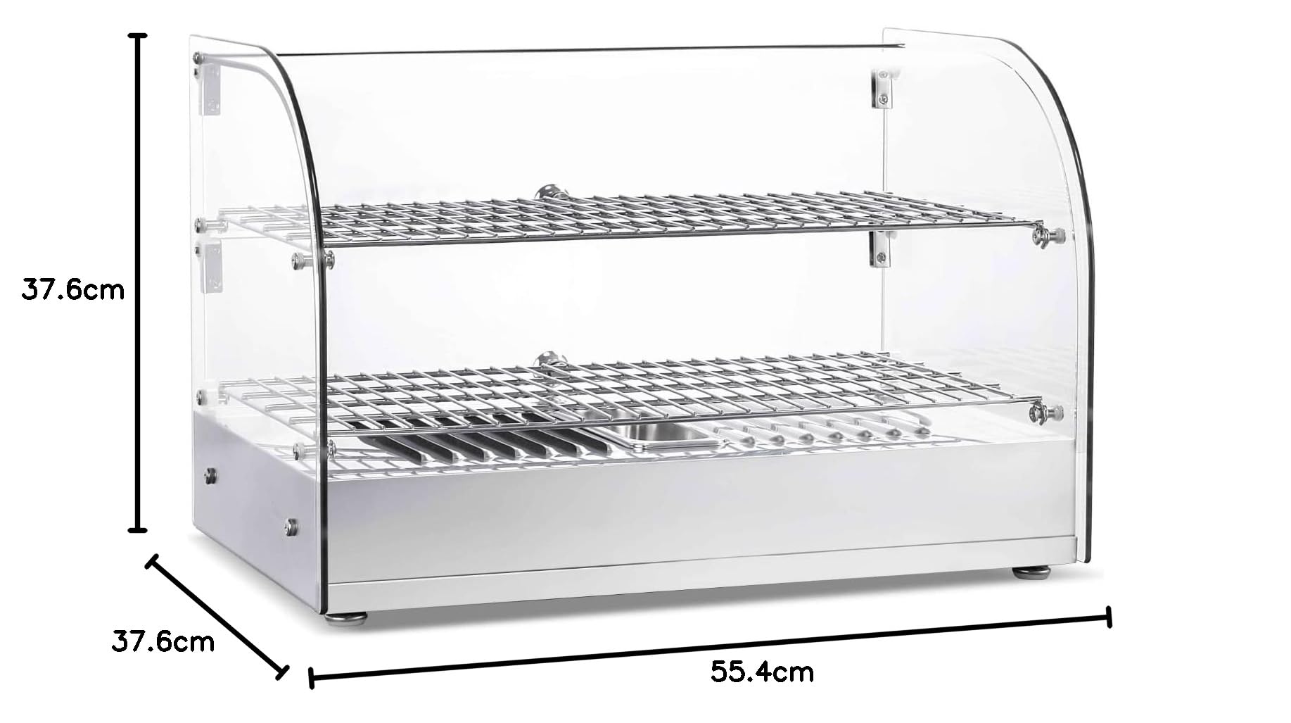 Ristoattrezzature Espositore Caldo da Banco - Vetri curvi - 2 porte - 55,4x37,6x37,6h cm - Capacità 45 litri - Temperatura da +30 a +90°C