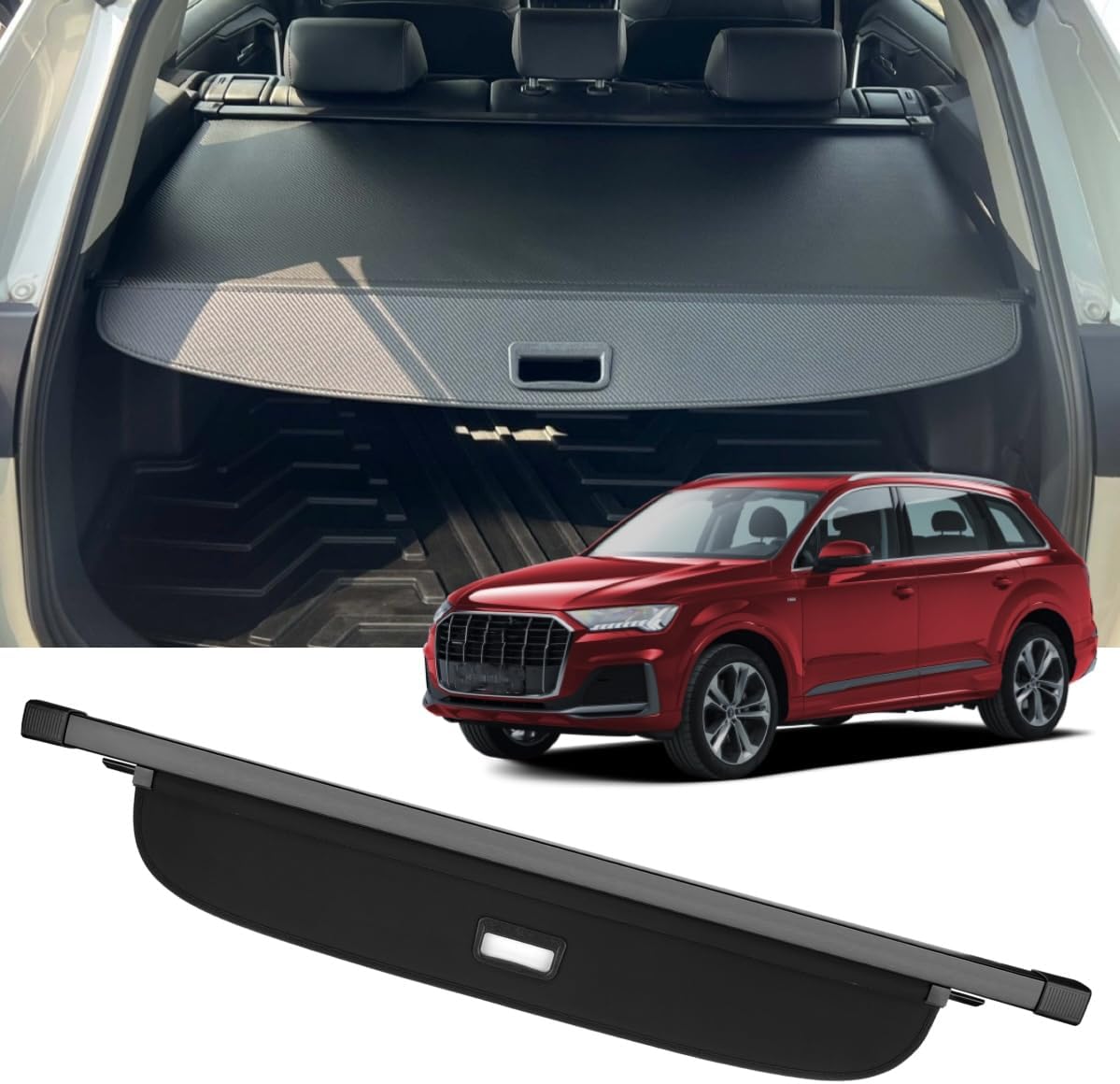Cargo Cover fit for Audi Q7 2016 2017 2018 2019 2020 2021 2022 2023 Retractable Trunk Rear Security Cover Shielding Shade Trunk Cover Luggage Security Shield Shade 2016-2023 Audi Q7
