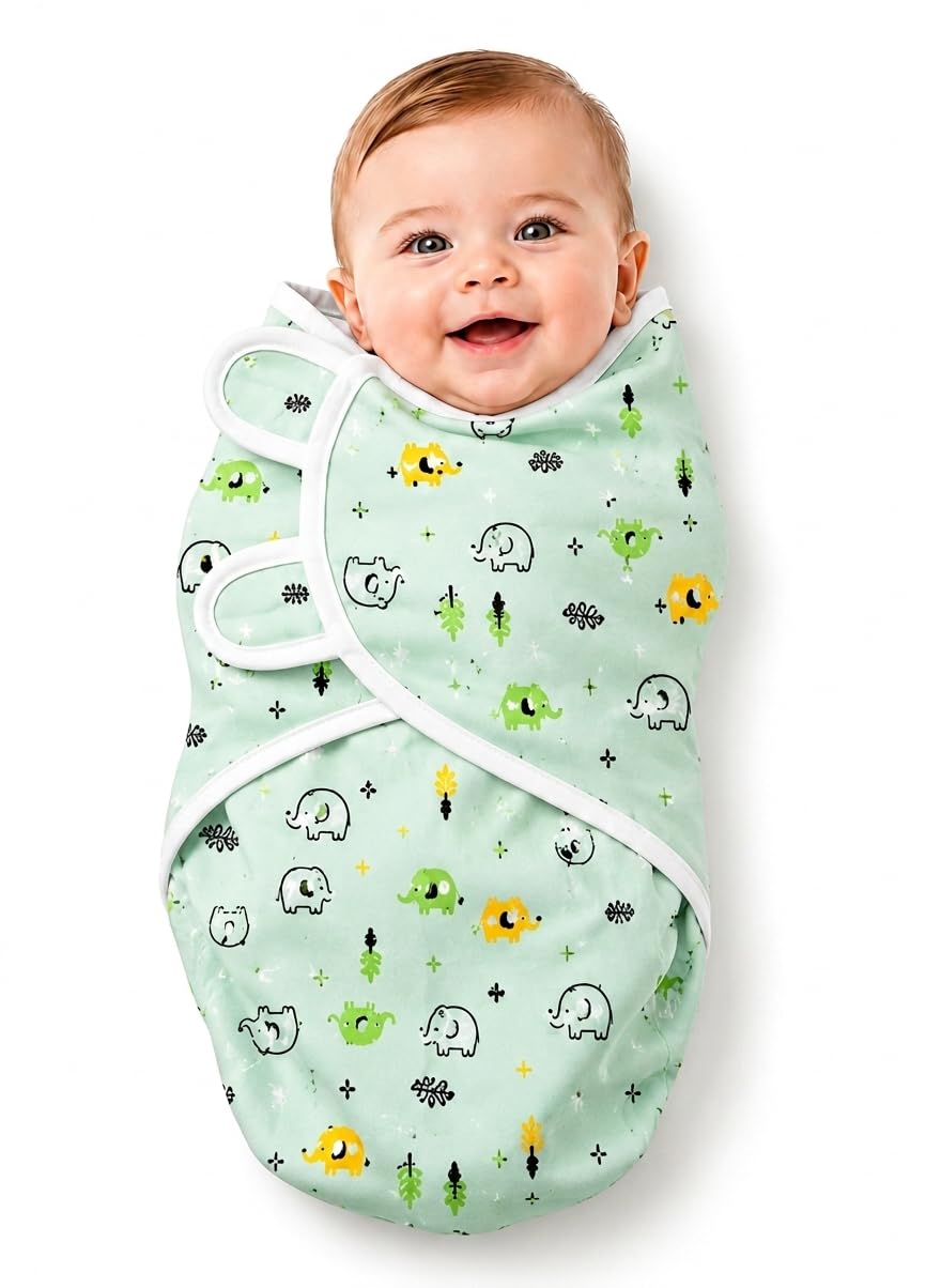 First Kick Baby Swaddle Wrap for New Born || Adjustable Swaddle for New Born Baby || 100% Cotton Soft Baby Blanket for 0-6 Months - Pack of 1 (Multi-Color, 200 GSM)-image-23