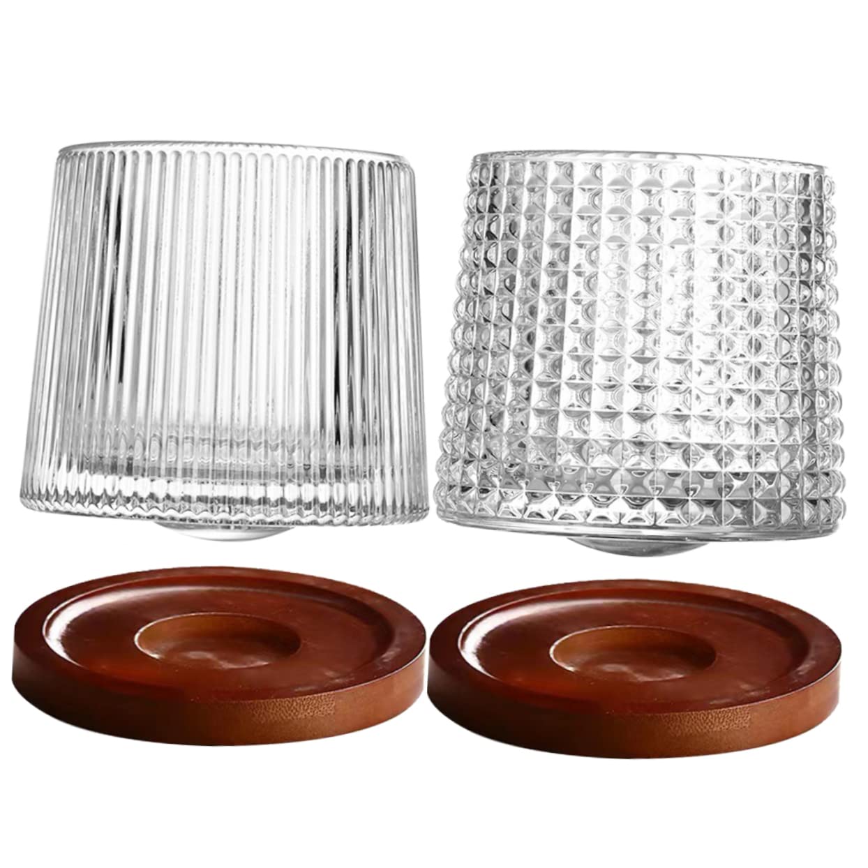 Cabilock 2 Juegos vidrio giratorio vasos de whisky de cristal vaso de cristal anteojos vasos de vidrio vasos tazas copas de cóctel únicas diamante barra de vidrio colocar