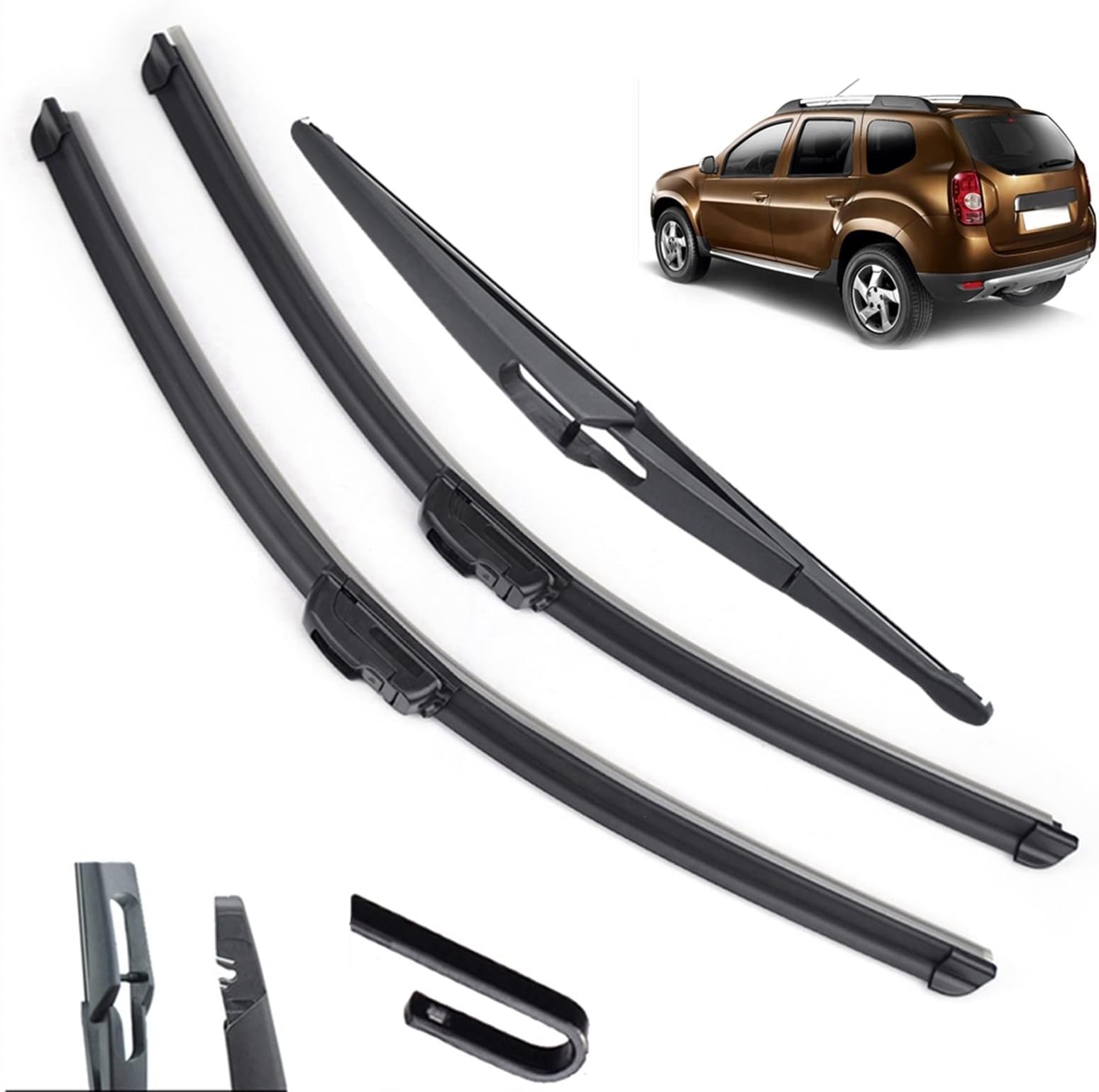 Windshield Wiper, For Dacia, For Renault, Duster MK1 2009-2013 Wiper Front & Rear Wiper Blade Set Kit Windshield Windscreen 20"+20"+12"