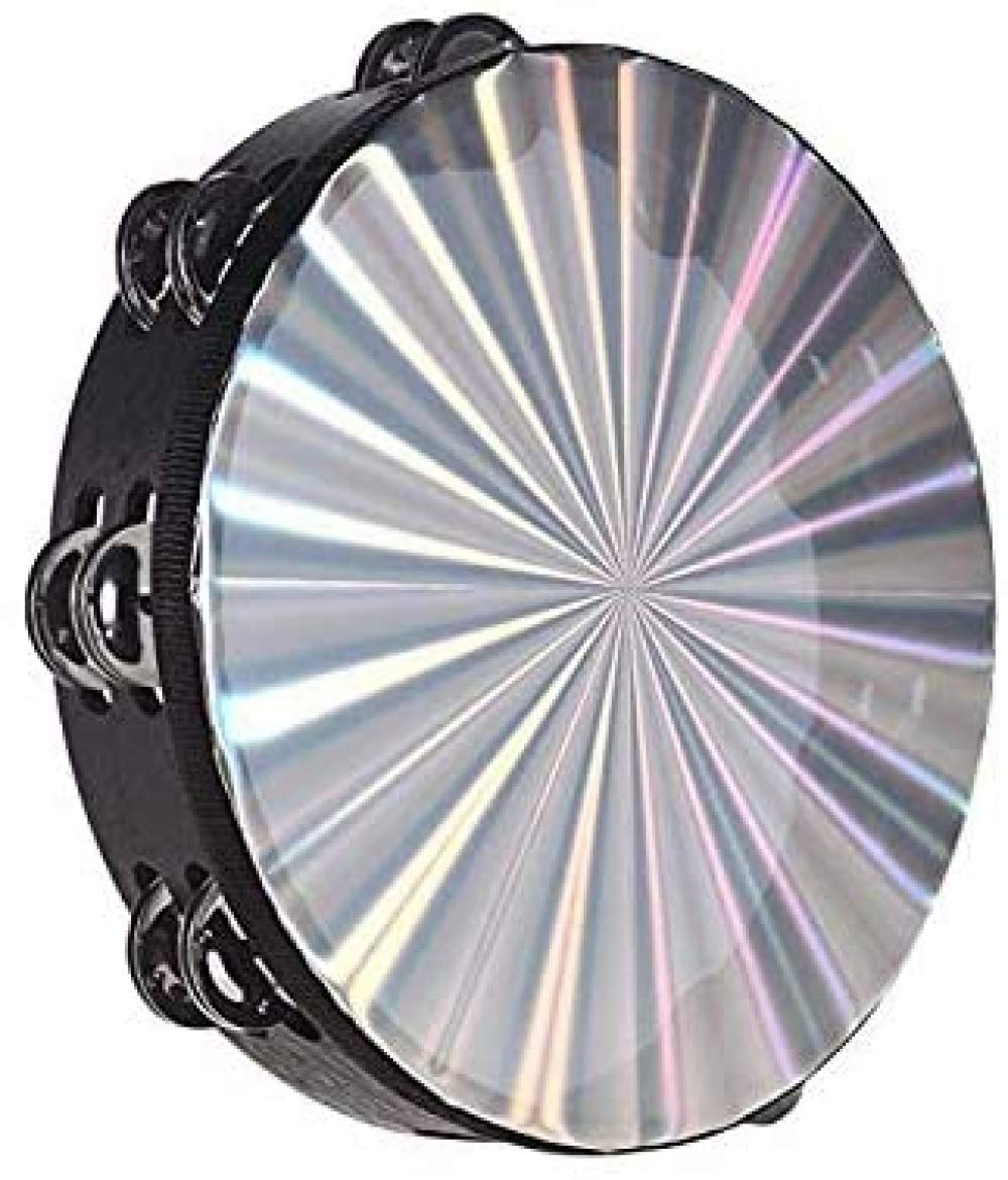 Tambor De Mano De Campanilla De Pandereta Radiante De Madera De 10 Pulgadas Con Jingles De Doble Fila Instrumento De Percusión De Cabezal De Tambor Reflectante