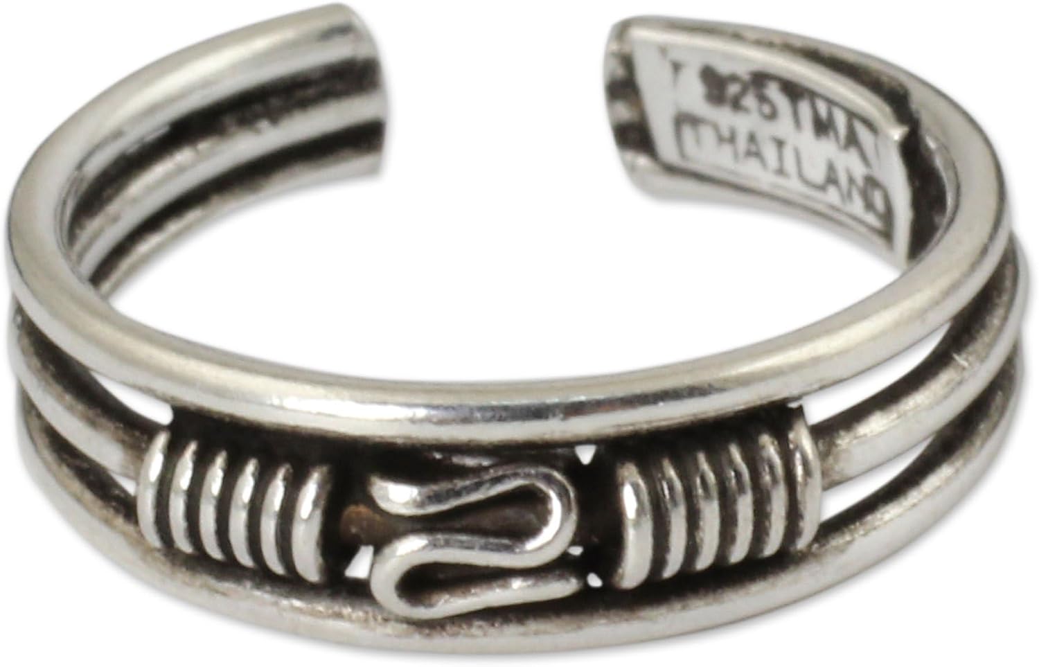 NOVICA Artisan Handmade Sterling Silver Toe Ring Thai Artisan Jewelry Thailand Bohemian [2 in L (end to End) x 0.2 in W Band Width 3 mm W] ' Origins'
