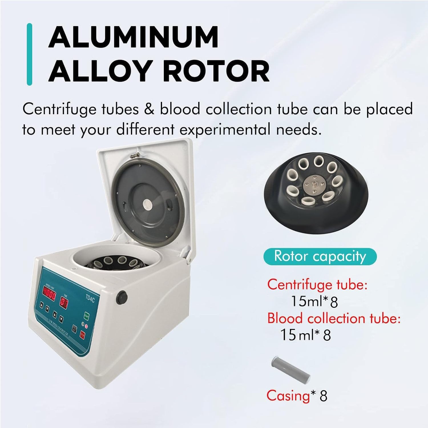 PRP Centrífuga de laboratorio de sobremesa, rotor angular de 8 × 15 ml, pantalla LED, 4000 rpm, mini microcentrífuga para separación de sangre por plasma