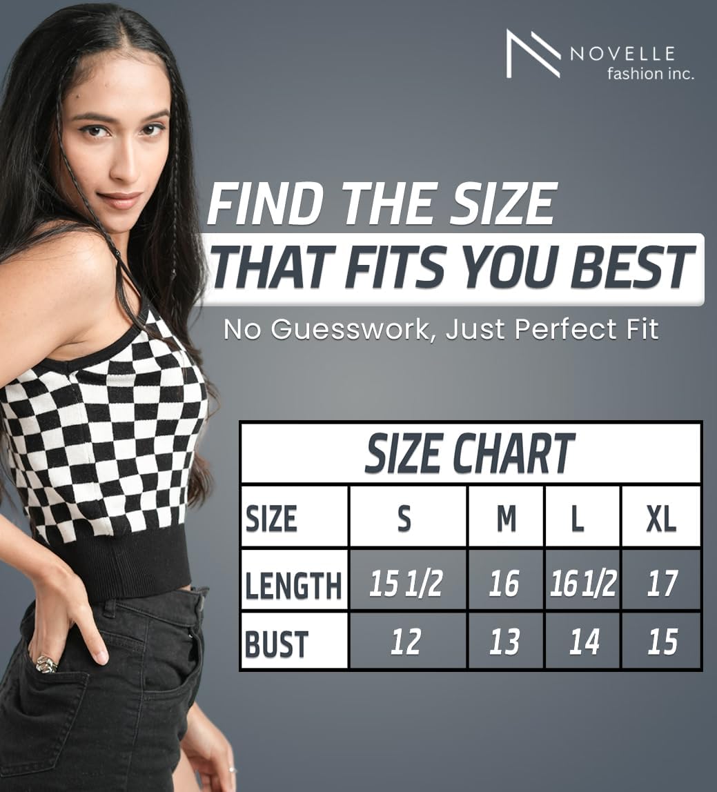 Womens Sleeveless Tank Top in Black/White Combo Medium Size | Fall Tops for Women in Checkerboard Pattern | Double Front & Back V-Neck Tank Tops for Casual wear & More - Image 7