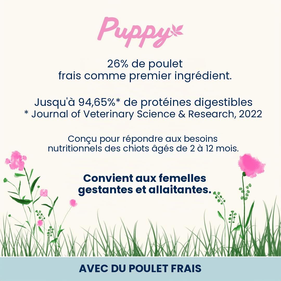 Almo Nature Puppy Croquettes pour Chien XS-S au Poulet 2 kg – Aliment Complet pour Chiots de Petite et Très Petite Taille