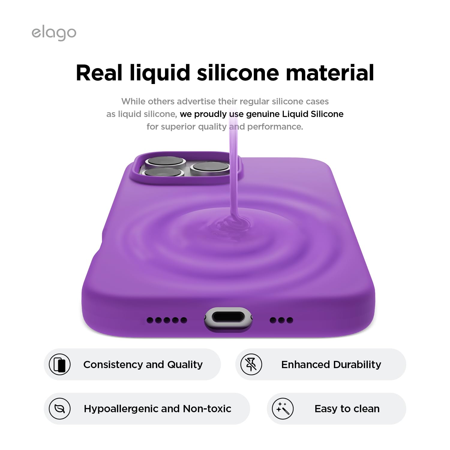 elago Compatible with iPhone 16 Pro Max Case, Premium Liquid Silicone Case, Full Body Protective Cover, Shockproof - Image 3