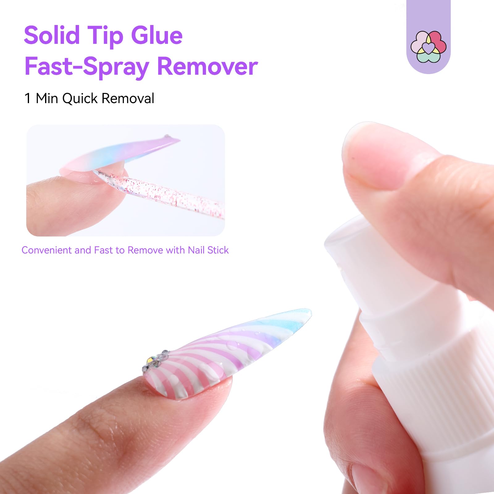 SAVILAND 2 in 1 Colla e Solvente in Gel Solido Kit, Colla per Unghie Finte Forte 30 Giorni, Mini Lampada UV, Press On Nail Glue Remover, Olio per Cuticole, Manicure Fai da Te da Salone