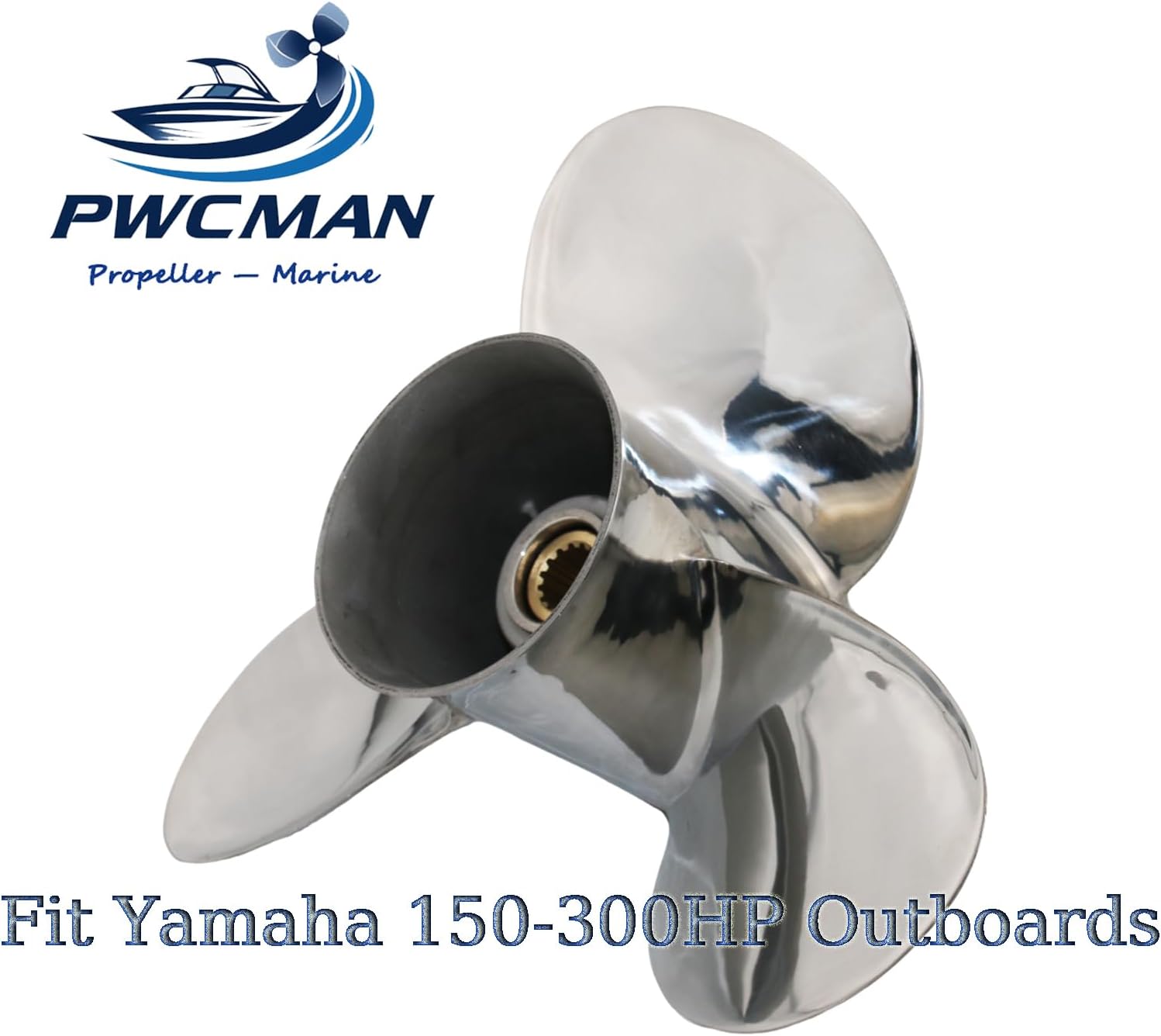 Outboard Propeller 14 3/4" x19" Pitch Stainless, 15 Spline Tooth, compatible with Yamaha 150 F150 175 200 F200 220 225 VF225 250 F250 F300 300hp Outboard Engines, 14.75x19p Boat Prop, RH, 3 Blades