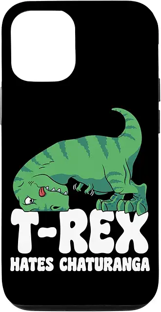 Funda iPhone 13 Pro T-Rex Chaturanga Yoga Brazos Cortos Dino Divertido
