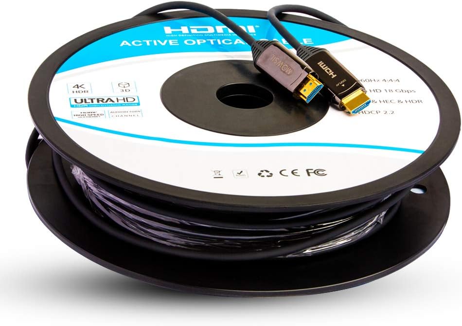 MOWSILAOC FIBRE HDMI to HDMI 2.0V 4K CABLE, Resolution: UHD 4K @ 60HZ Bandwidth: upto 18 Gbps (100M)