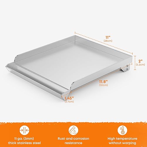 Miniatura 2 de Stanbroil Plancha de acero inoxidable para quemador lateral de parrilla de gas, parrilla universal para la mayoría de quemadores laterales de