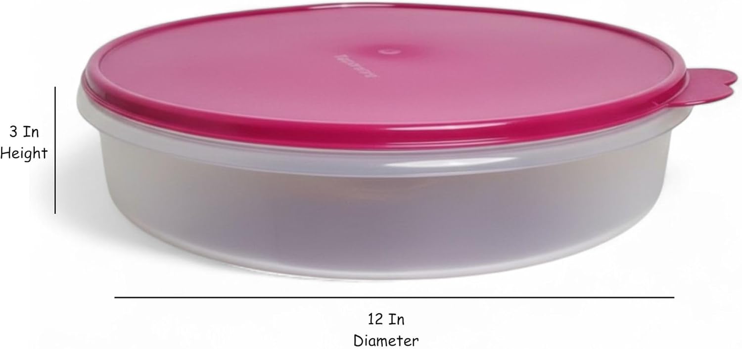Tupperware 12" Round Pie Keeper Taker/Cake Server/Cupcake Courier/Cookie Storage Container with Radish Seal