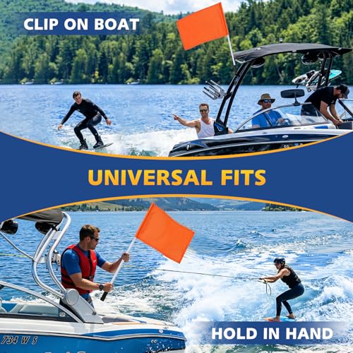 image for QLOOASEA Orange Boat Flag with 48-Inch Pole, High Visibility 12