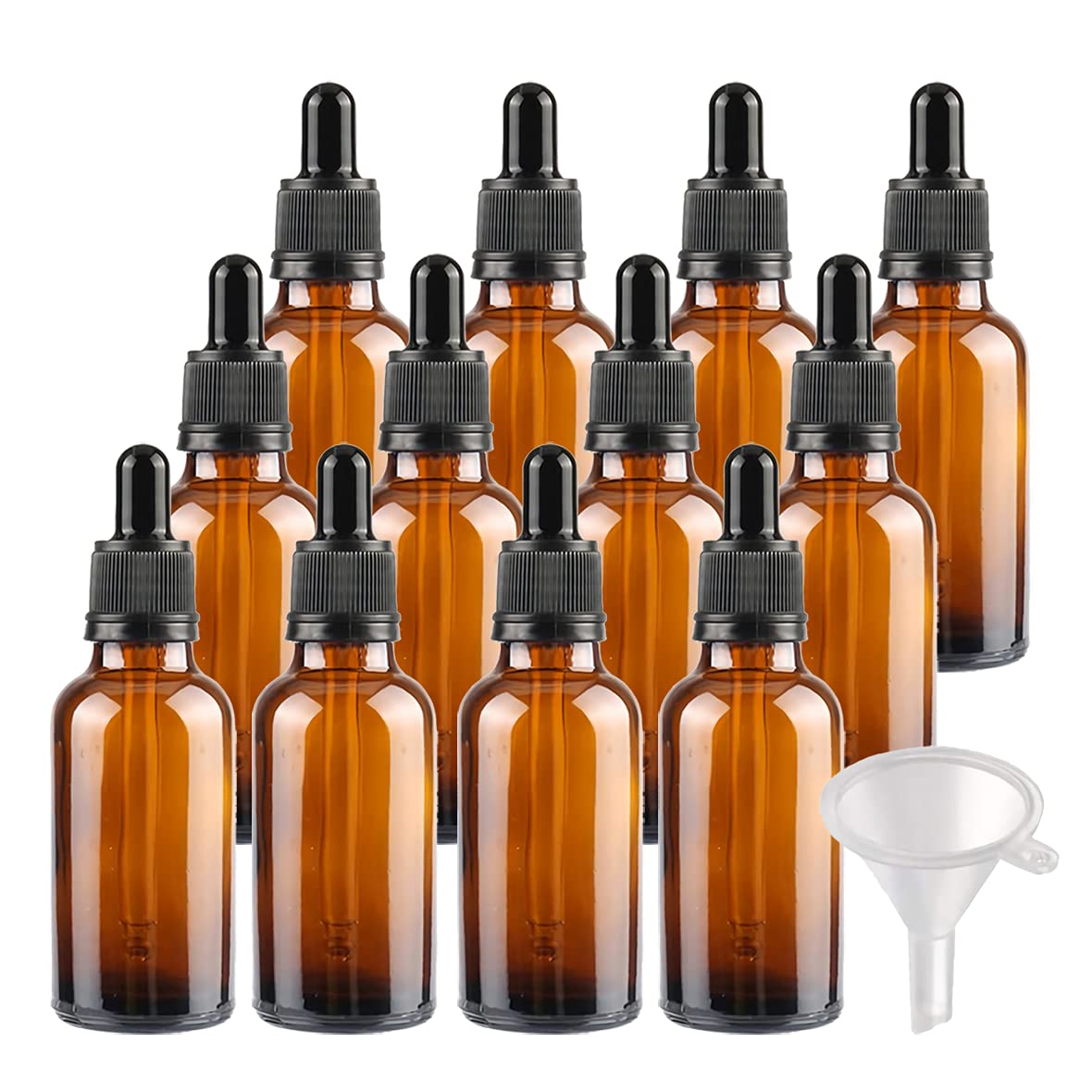 24 Piezas Marrón Frasco Cuentagotas Cristal 50ml con Cierre a Prueba de Manipulaciones , Botellas Cuentagotas Vacío con Pipeta de Vidrio, para Aromaterapia Aceites Esenciales