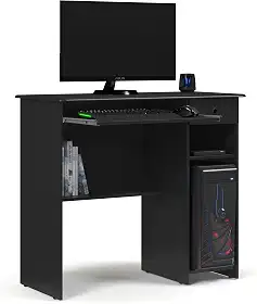 Mesa Escrivaninha para Computador Viena 1 Gaveta, Prateleira e Suporte Retrátil para Teclado (PRETO)