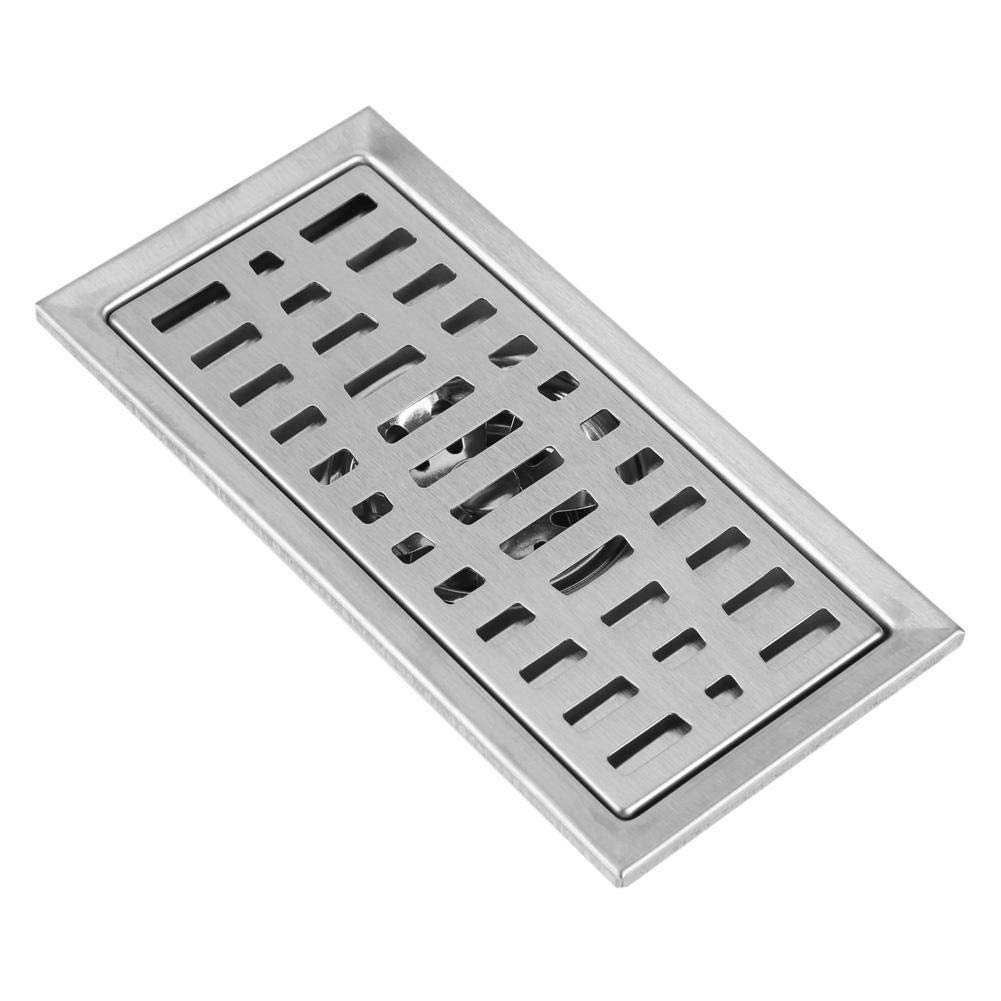 Desagüe de Suelo, Rectángulo Largo de Acero Inoxidable Inserto azulejo baño Ducha Drenaje Cocina residuos Rejilla colador 20x10cm