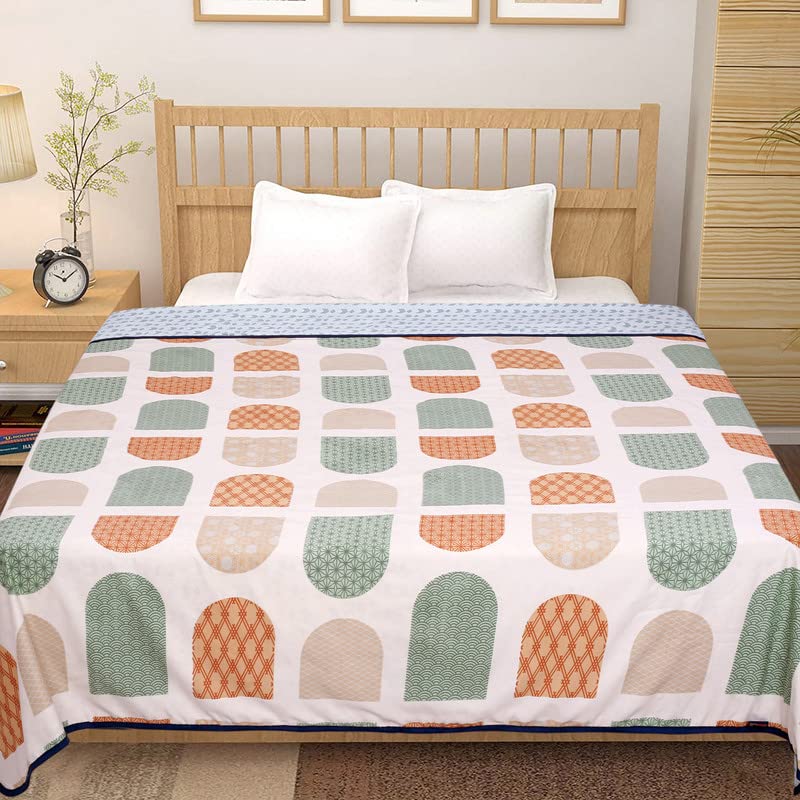 Image of BSB HOME Pure Cotton 120 GSM Reversible Soft Light Weight Printed Single Bed Blanket /AC Dohar /Summer /Skin Friendly Dohar-220 x 152 cm- Beige