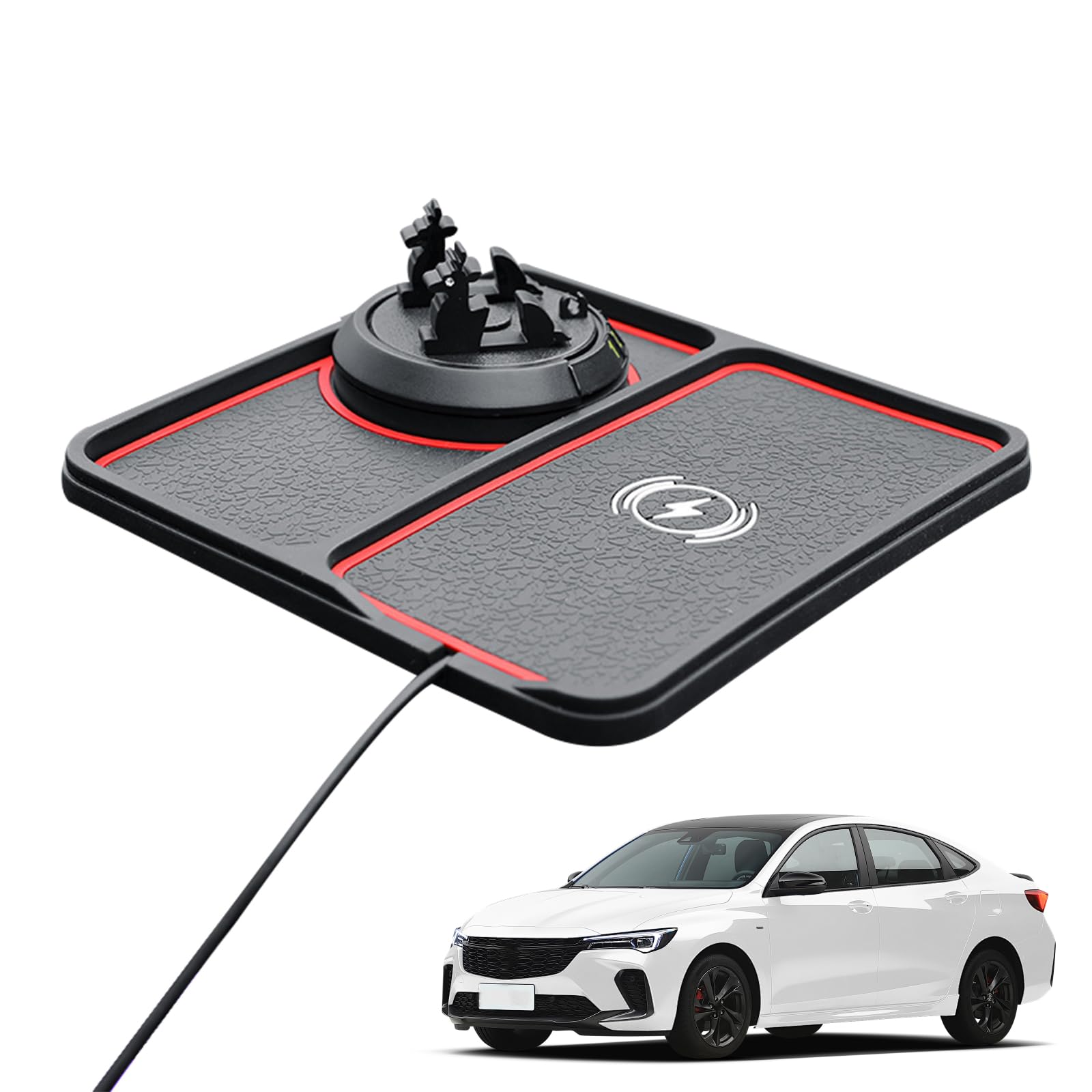 Caricatore da auto wireless e supporto per telefono con base antiscivolo rotazione a 360 gradi per tutti i telefoni