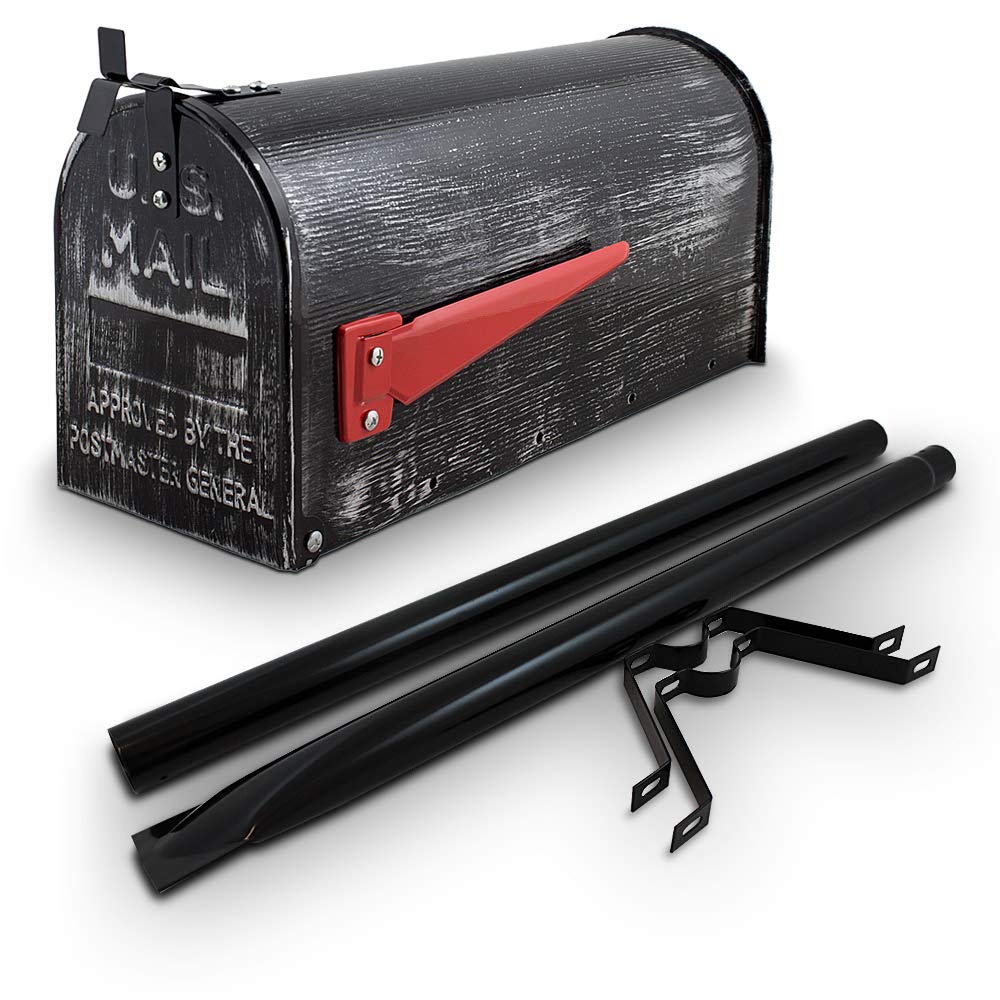 Bituxx US Mailbox Amerikanischer Briefkasten Standbriefkasten Wandbriefkasten Letterbox Retrolook Inclusive Standpfosten