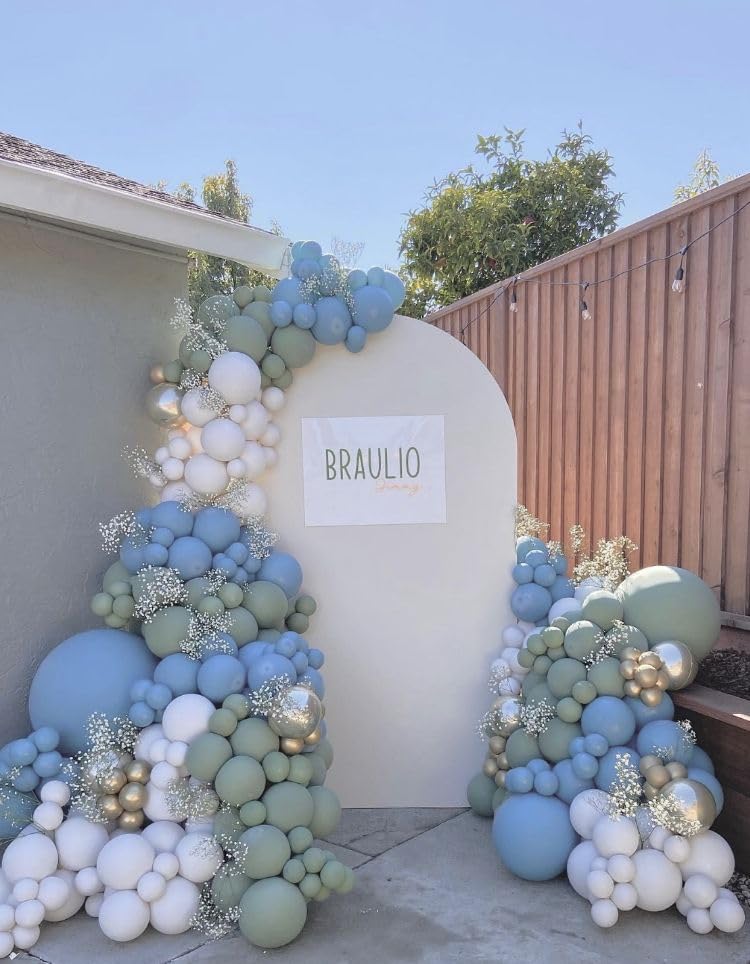Image of Pale Dusty Green Balloons 5inch Small Olive Sage Green Balloon 60pcs Mini Round Retro Haze Fog Latex Balloons for Arch Garland Light Green Balloon for Birthday Party Decoration Jungle Safari