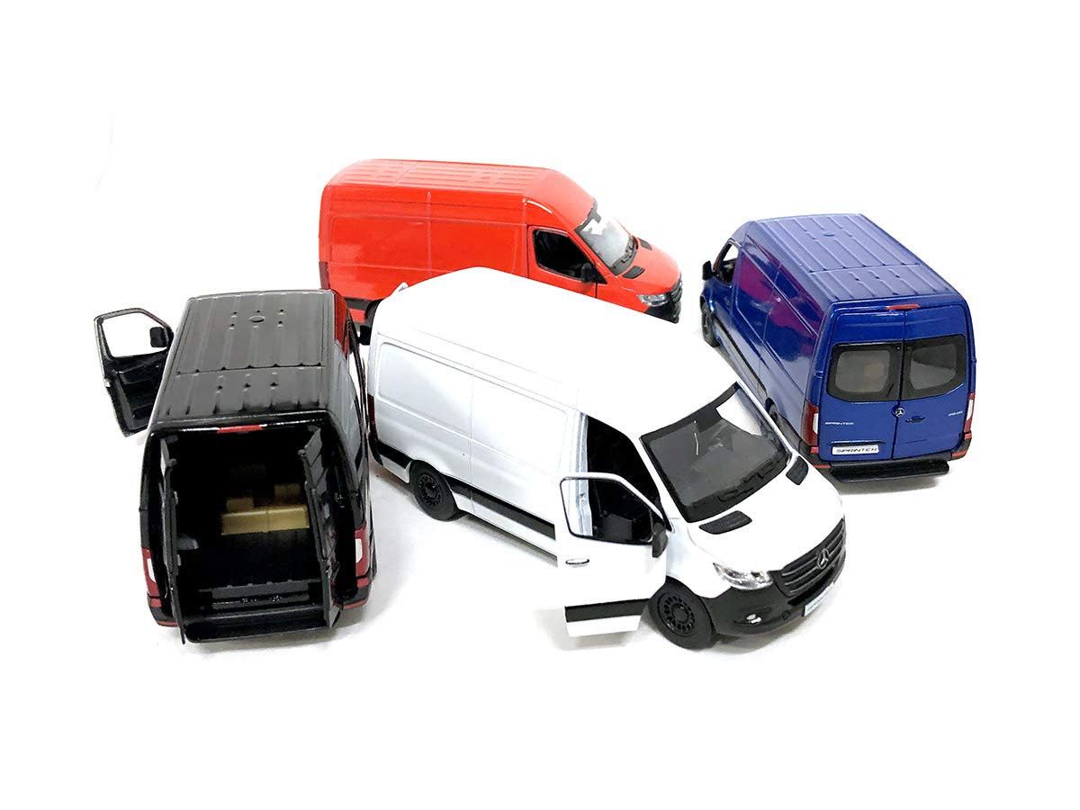 KiNSMART Mercedes-Benz Sprinter Cargo Furgone – Modello Pressofuso Scala 1:48 – Con Azione Pull-Back E Porte Apribili – Colore Bianco
