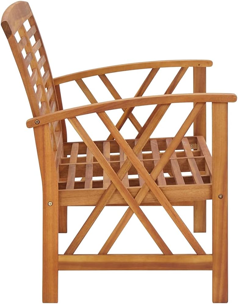 vidaXL Patio Furniture Set 3 Piece, Patio Bench Seat with Coffee Table, Wooden Dining Set for Garden Balcony Porch, Modern, Solid Wood Acacia