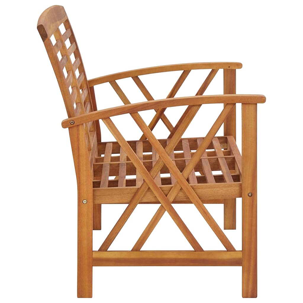 Juego de Muebles de jardín Madera Maciza de Acacia 3 Piezas, 2 Bancos y Mesa Centro, Mueble Exterior para terraza Patio balcón con diseño Resistente y almacenaje Ideal para Ocio y reunión al