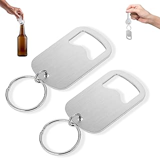 2Pcs Stainless Steel Bottle Opener Keychain, Portable Flat Keychain Bottle Opener, Mini Beer Bottle Can Opener for Bar Kitchen Restaurant Camping Party Supplies(Silver)