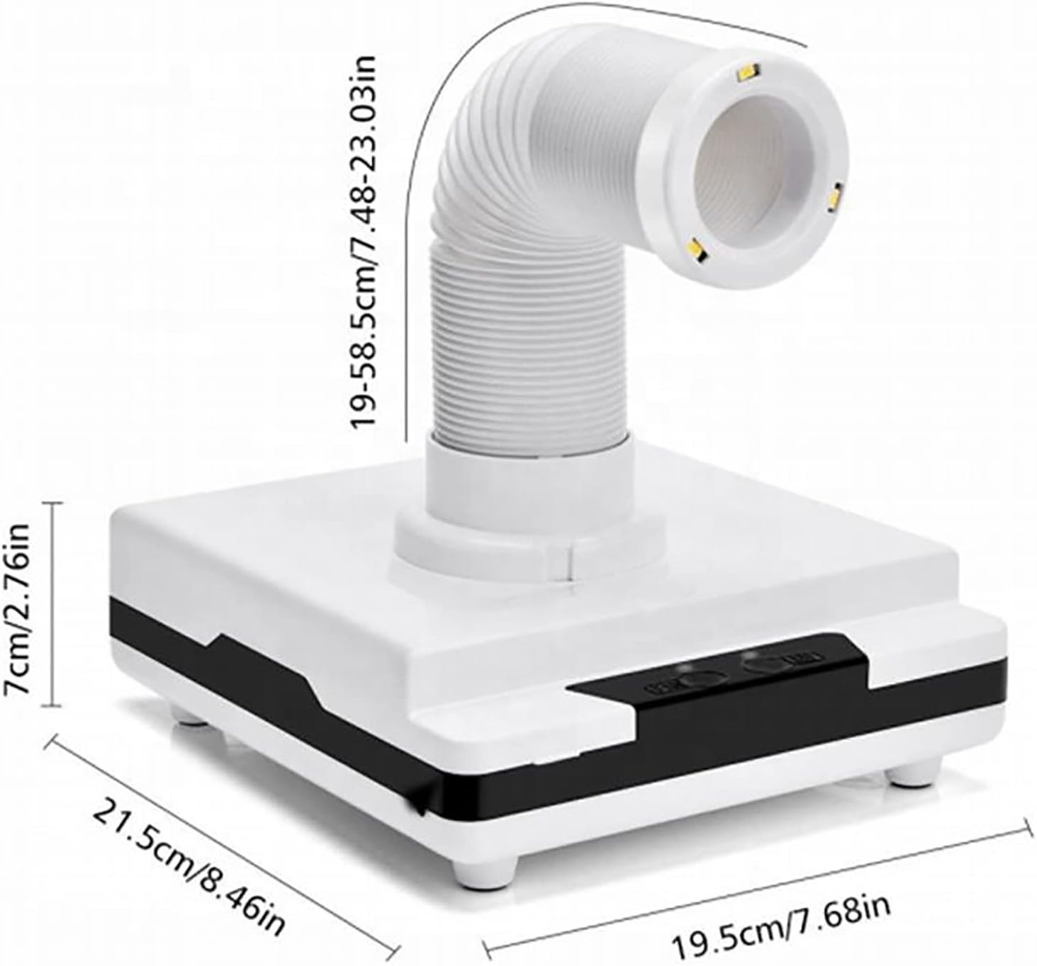 Nail Dust Collector, Dental Model Polishing Dust Suction Extractor with Fan and LED Dual Function for Nail Grinding Polishing