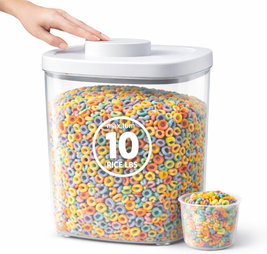 25 Lbs Airtight Rice Dispenser, Rice Storage Container,Dry Food Holder for Flour, Sugar, Cereal, Dog & Cat Food, Kitchen Pantry Organization