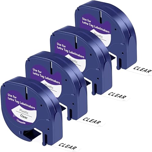 UNOKA Compatible con DYMO Recambio de etiquetas de plástico transparente 12 x 13 0.472 in x 13.1 ft Letratag Cinta transparente 16952 S0721530 para