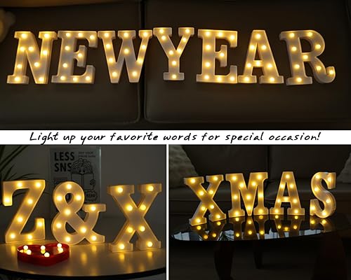 Miniatura 29 de Letras iluminadas, letras con luces LED de 26 alfabetos, letras iluminadas decorativas, letras de marquesina LED que funcionan con pilas para Luz