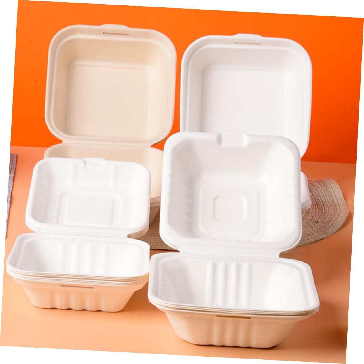 Cabilock 20pcs Food Containers Airtight Kraft Box Compartment Containers Sandwich Box Takeout Accessories Easy to Use