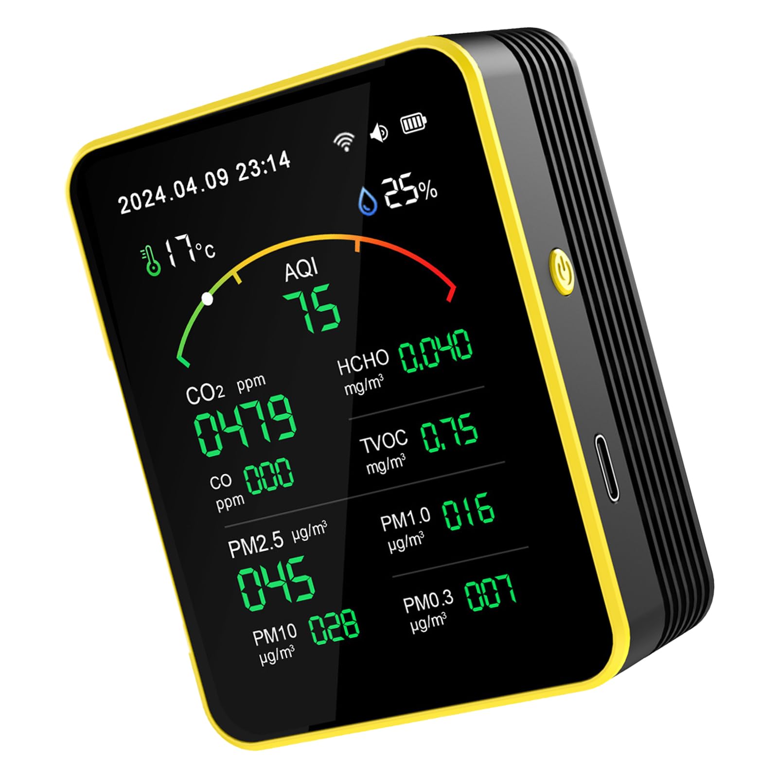 Misuratore di inquinamento atmosferico Rilevatore d'aria CO2 PM2.5 Formaldeide TVOC Temperatura Umidità Meter Accurato Tester Home Assessment