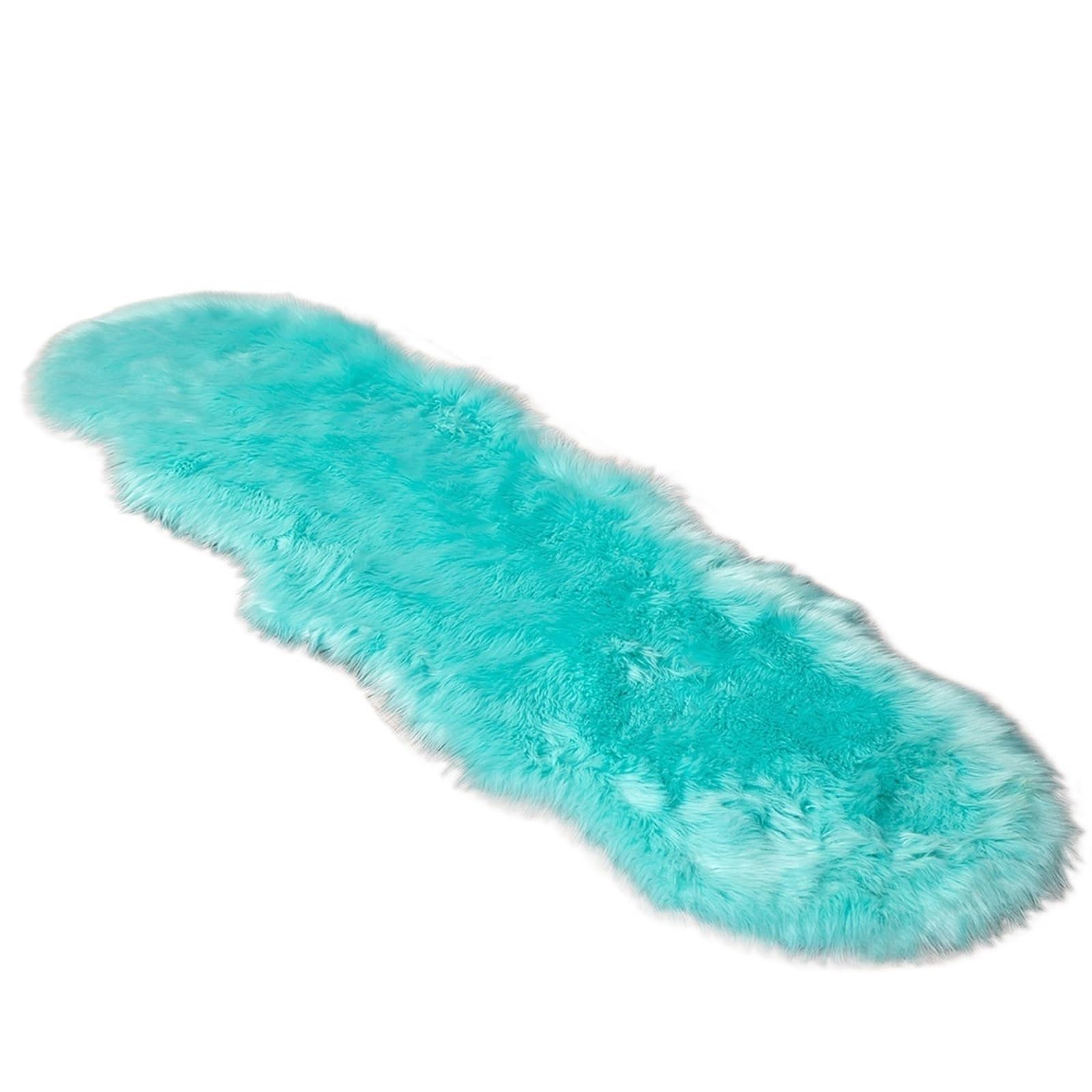 Teppich Flauschiger Weicher Kunstpelz, flauschiger Teppich, moderne Sessel for Wohnzimmer, Dekoration, Matten, Schminktisch, Tatami, Schlafzimmer, Lounge, Langhaar-Teppiche(2757-Light blue,1.0P Shape