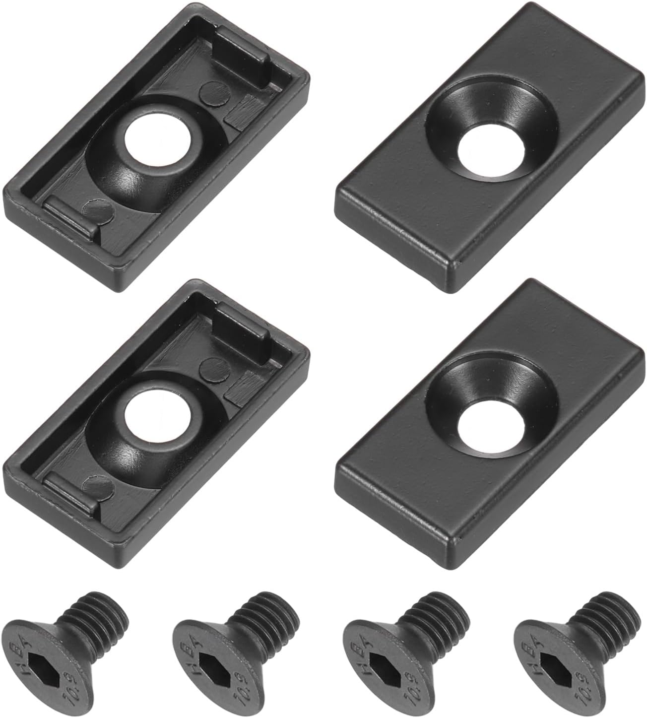 MECCANIXITY 4 Pcs 1530 T-Slot 6.5mm Hole Dia Aluminum Extrusion End Cap 30x15mm Black for Fish Tank Rack, Storage Rack with Push-in Fastener