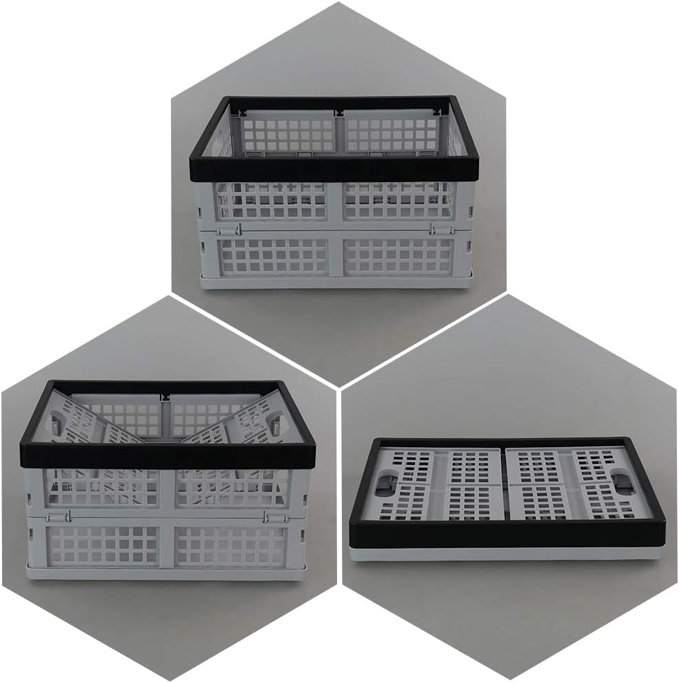 4-Pack 15 L Plastic Collapsible Storage Crates, Folding Crates, Plastic Stackable Storage Crates