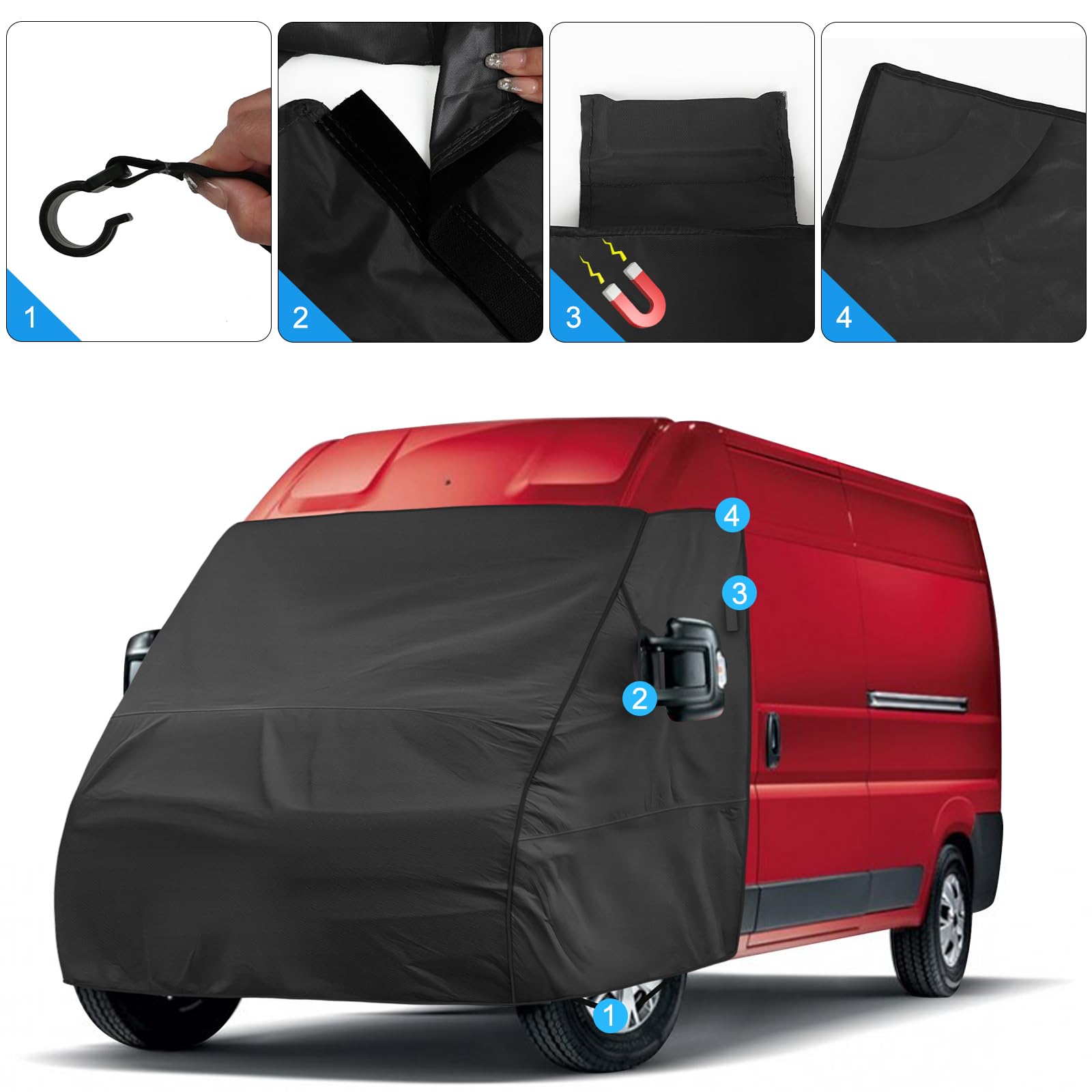 Frontscheiben Abdeckung für FIAT Ducato Citroen Jumper Peugeot Boxer 2006-2025, Scheibenabdeckung Wohnmobil Abdeckplane Gegen EIS Sonne Wasserdicht Windschutzscheibe Deckt Gesamte Motorhaube