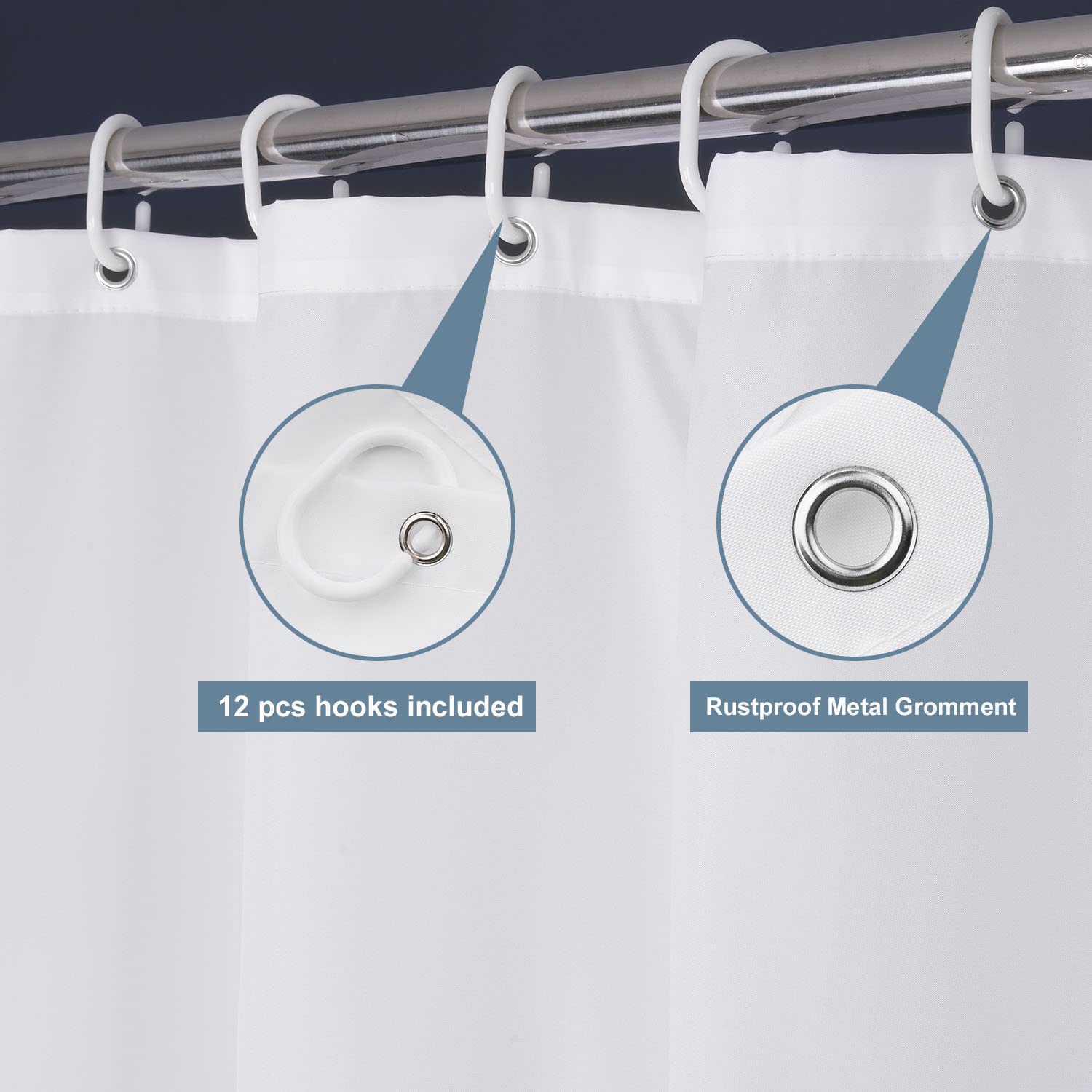 Buy UFRIDAY White Shower Curtain Liner 75 Inch Long, Fabric Shower