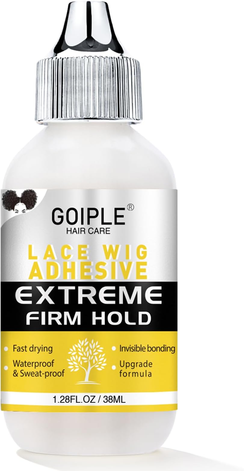 Wig Glue for Lace Front Wigs, Waterproof Lace Front Wig Glue for Wigs, Strong Hold Transparent Lace Adhesive for Hair Replacement Invisible Hair Bonding Wig Adhesive(1.28 fl oz)