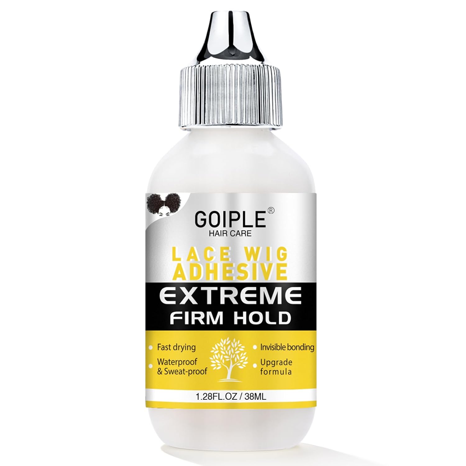 Goiple Wig Glue for Lace Front Wigs, Waterproof Lace Front Wig Glue for Wigs, Strong Hold Transparent Lace Adhesive for Hair Replacement Invisible Hair Bonding Wig Adhesive(1.28 fl oz)