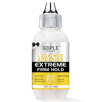 Goiple Wig Glue for Lace Front Wigs, Waterproof Lace Front Wig Glue for Wigs, Strong Hold Transparent Lace Adhesive for Hair Replacement Invisible Hair Bonding Wig Adhesive1.28 fl oz