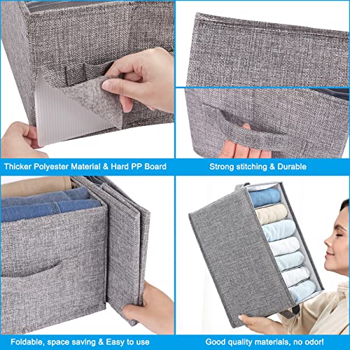 Fixwal 4Pcs Wardrobe Clothes Organizer With Support Board Closet Organizers And Storage 7 Grids Divider Drawer Organizers Washable Compartment Storage Bins For Jeans T-Shirt Pants Legging #TOP2