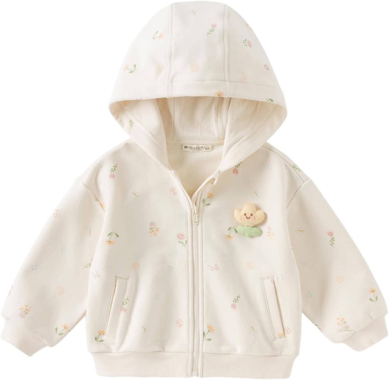 DAVE&BELLA Toddler Fleece Jacket for Boys Girls, Baby Kids Printed Polar Fleece Jacket Long Sleeve Warm Lining Outerwear Coat