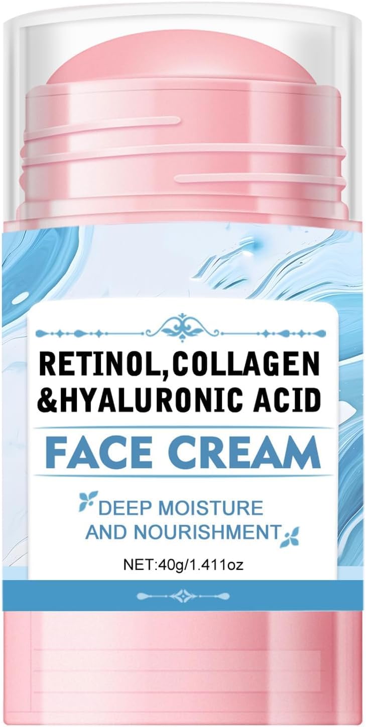 Face Balm Stick, Retinol Collagen Hydrating Moisturizer Stick with Hyaluronic Acid Face Cream for Women and Men Reduces Wrinkles & Enhances Elasticity Softer Smoother Skin,1.41 Oz