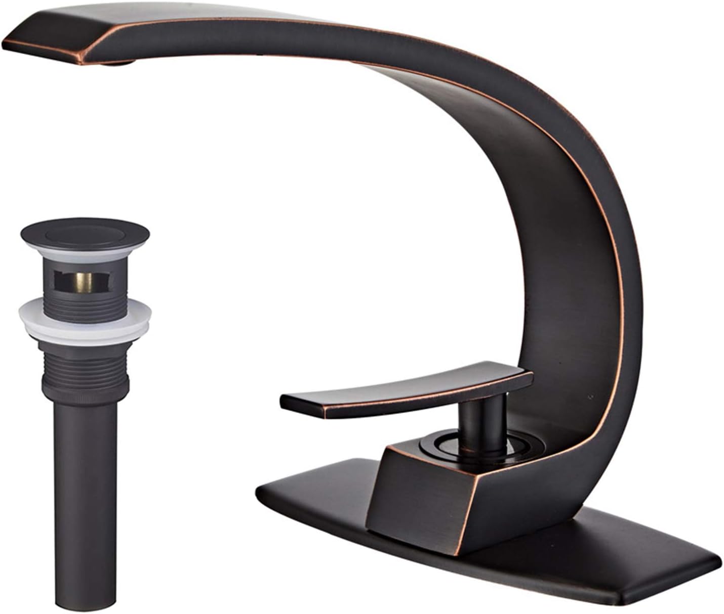 Wovier Oil Rubbed Bronze Bathroom Sink Faucet with Supply Hose,Cover