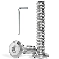 Vista 32 de M8-1.25 x 60 mm 16 piezas de pernos de cabeza plana con casquillo hexagonal, acero inoxidable 304 18-8, rosca completa, llave hexagonal incluida