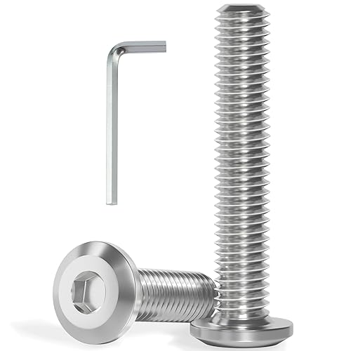 Miniatura 31 de M6-1.0 x 10 mm 100 piezas de tornillos de cabeza plana con casquillo hexagonal, acero inoxidable 304 18-8, rosca completa, llave hexagonal incluida