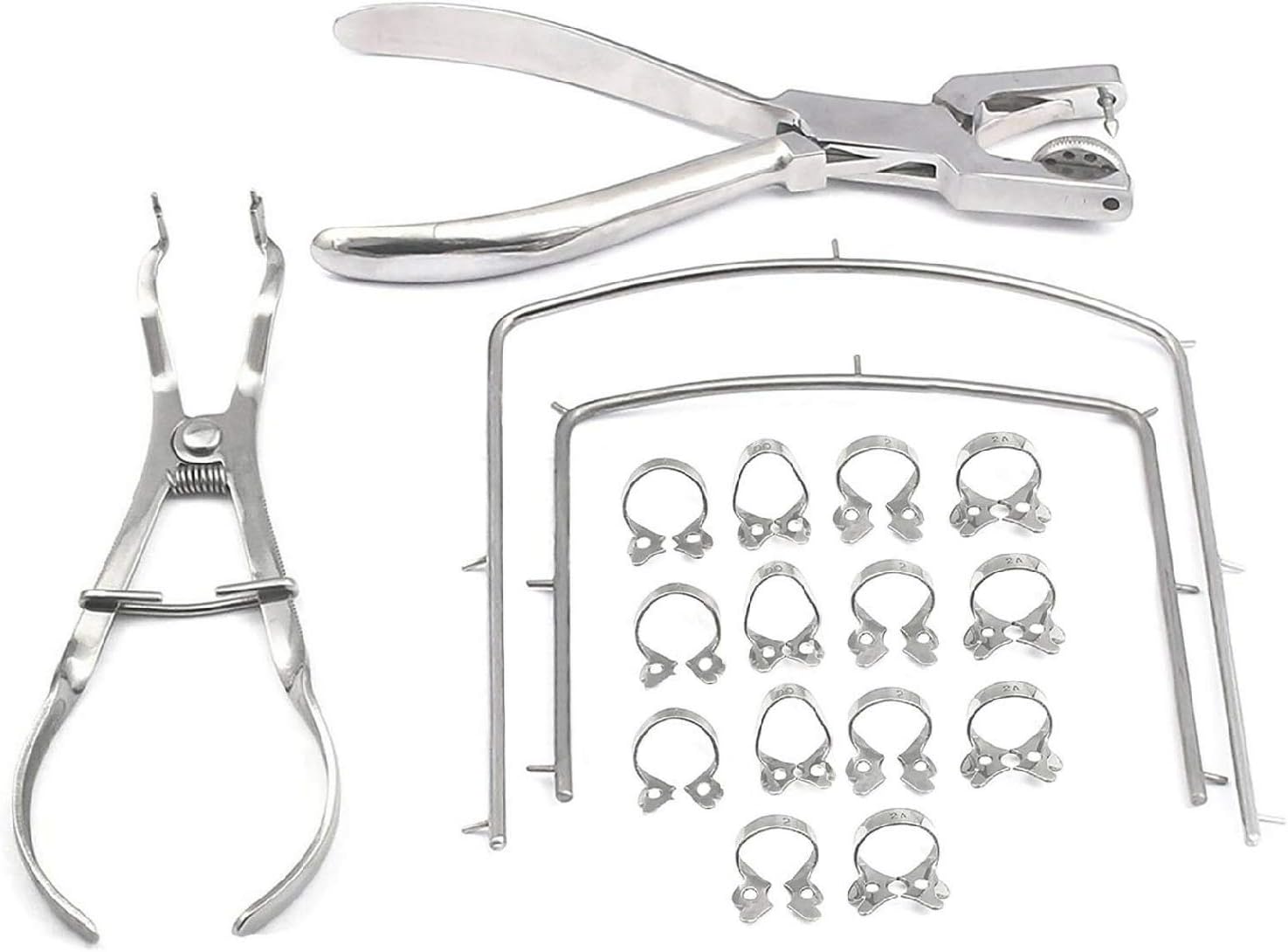 DDP New Endodontic Clamps Kit Starter of 18 pcs with Frame Punch Clamps Dental Instruments